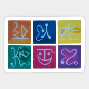 Six dancing and smiling figures Sticker
